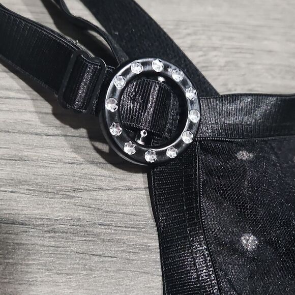 GuC Black Sheer w/Glitter Polka Dot Sexy Slip Dress - Picture 4 of 7